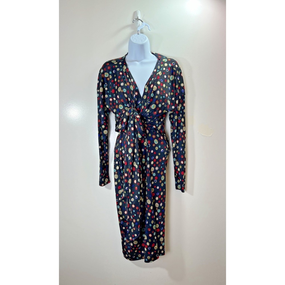 Missoni Womens Silk MIDI Dress M Polka Dot Printed Designer Italian Luxury
